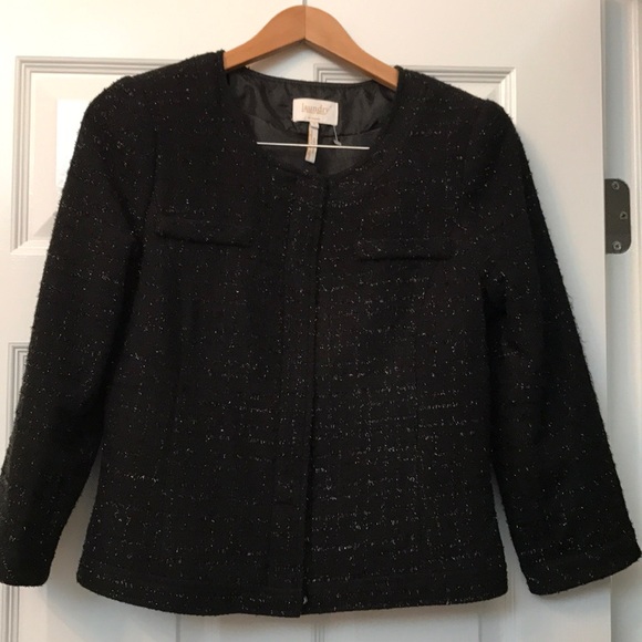 Laundry "Lady Jacket" subtle sparkle 3/4 sleeve cropped jacket. Sz 8 - Picture 1 of 6